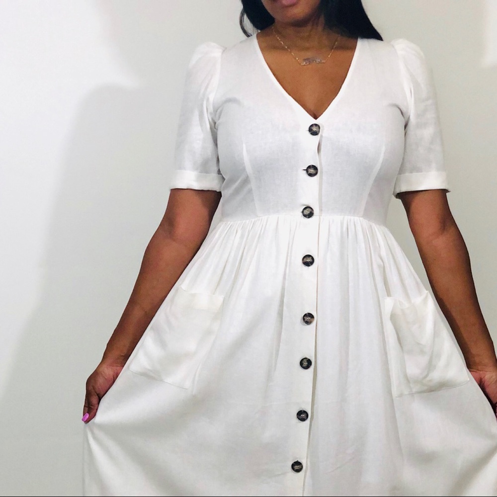 SZ L ZARA BUTTON DOWN DRESS - Picture 2 of 7